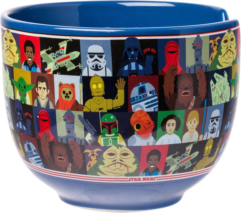 Silver Buffalo Star Wars Characters Ceramic Ramen Noodle Rice Bowl with Chopsticks and Spoon Microwave Safe 20 Ounces - Image 3