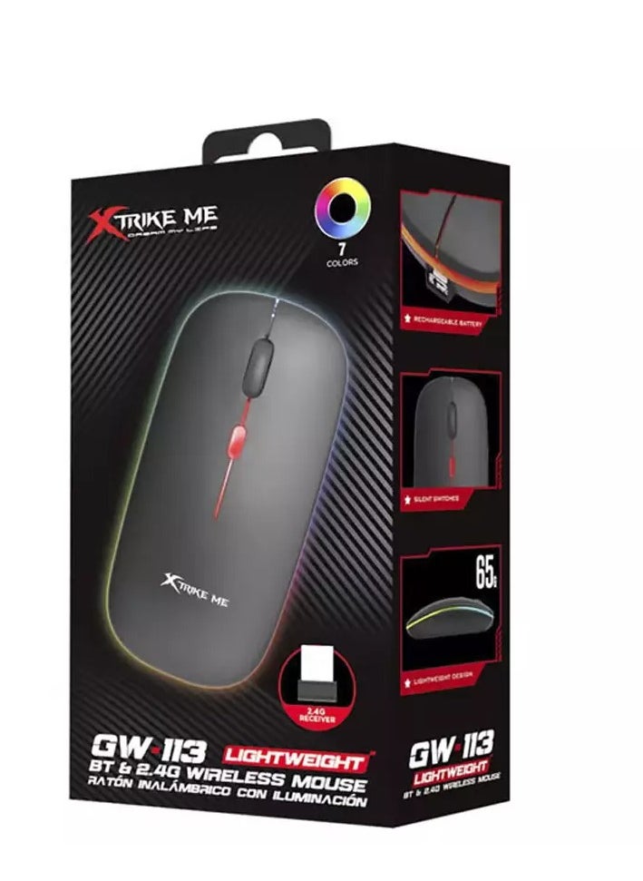 XTRIKE ME - Wireless Bluetooth Mouse, Rechargeable LED Dual Mode Mouse (Bluetooth 5.2 and USB Receiver) Portable Silent Mouse,for Laptop/Desktop/Tablet - Image 1