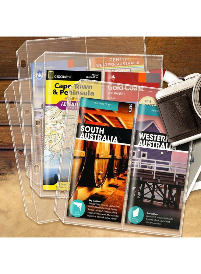 CollectHall 2-Pocket Folded Map Sleeves, Brochure Holder, Map Protector, 4.5" x 11" Pockets, Protective Sleeves for 3 Ring Binder, 20 Pack - Image 2