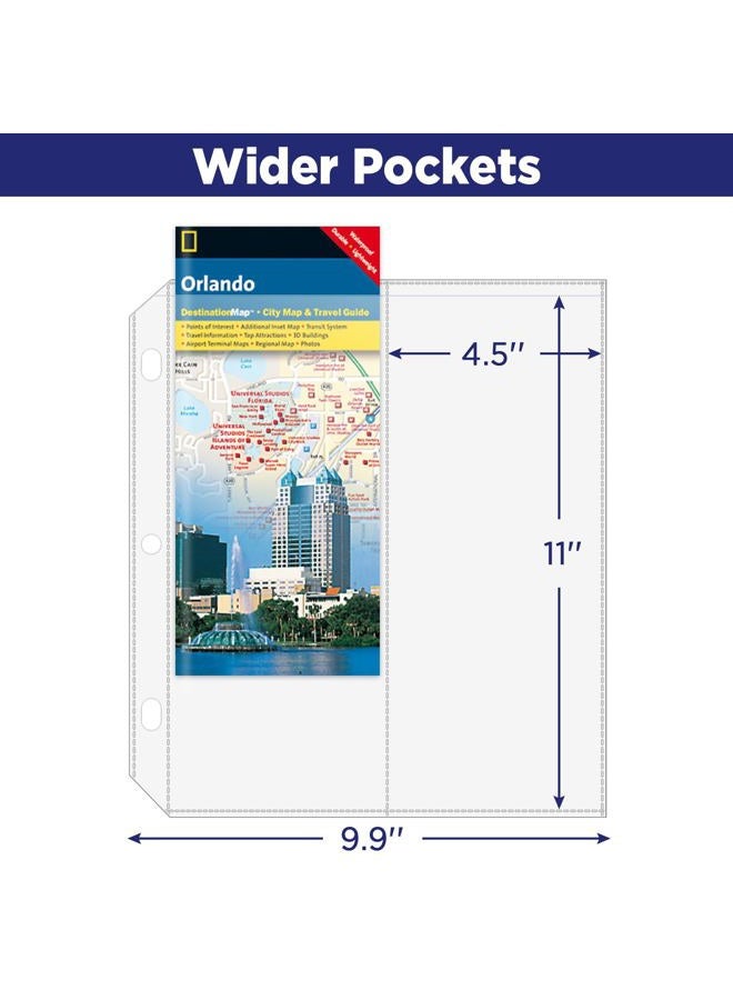 CollectHall 2-Pocket Folded Map Sleeves, Brochure Holder, Map Protector, 4.5" x 11" Pockets, Protective Sleeves for 3 Ring Binder, 20 Pack - Image 3