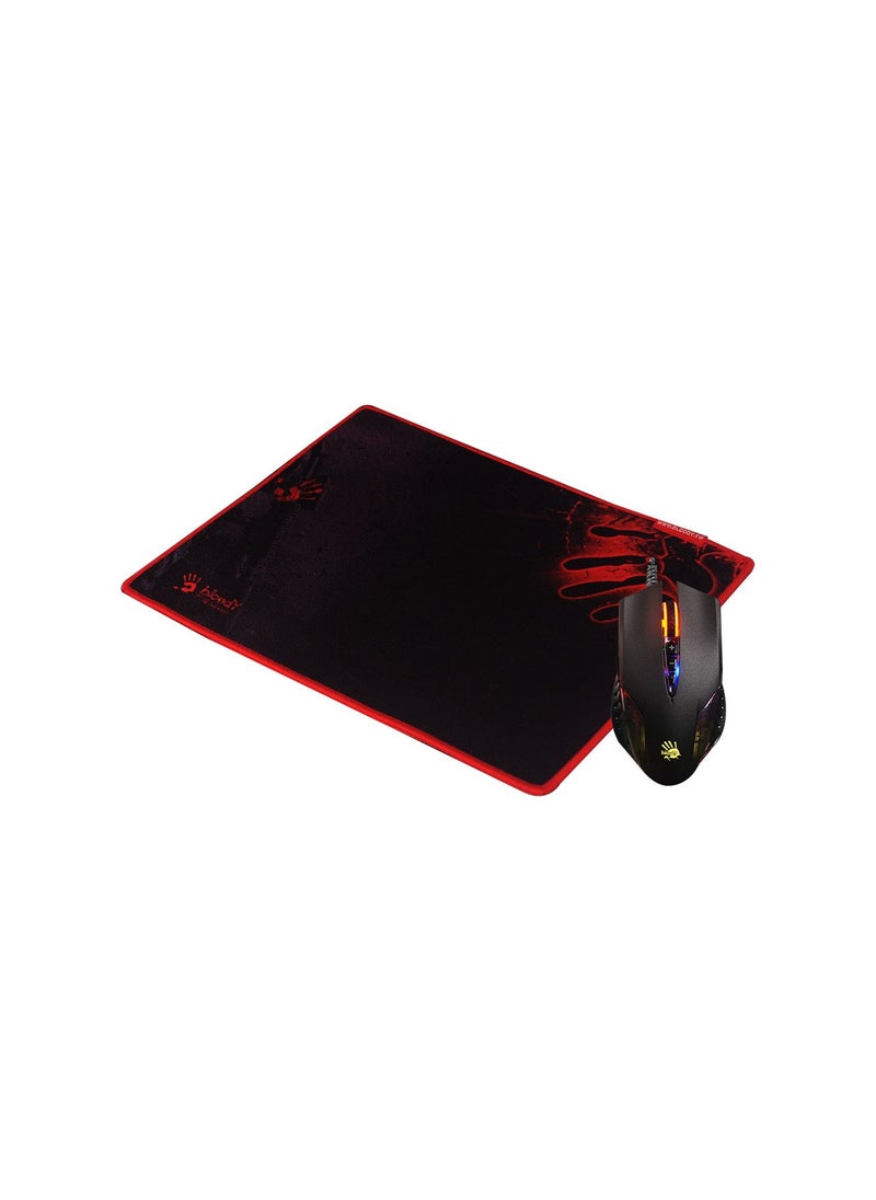 Bloody - Neon X'Glide RGB Gaming Mouse and Mousepad / Smooth Relaxing Best Quality Mouse Pad / Best Gaming Experience - Black and Red - Image 1