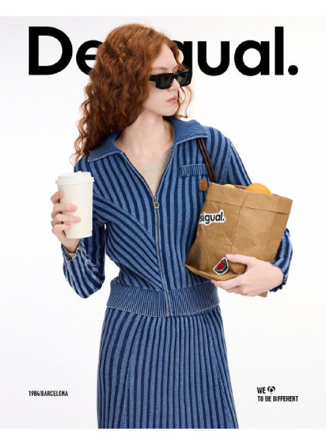 DESIGUAL women's Knitted Ribbed Zip Cardigan - Spring/summer 2025 Collection - Image 1