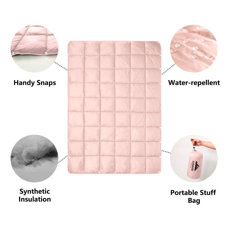 zzlamb Puffy Camping Blanket Down Alternative Small Size for Kid, Lightweight Water-Repellent Throw Blanket Compact, Portable Quilt Couch Travel Beach Picnic Hammock Backpacking, Cherry Pink 39''x55'' - Image 4
