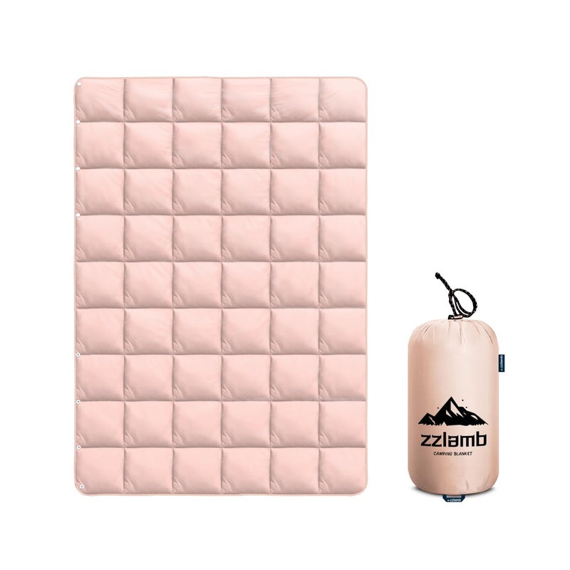 zzlamb Puffy Camping Blanket Down Alternative Small Size for Kid, Lightweight Water-Repellent Throw Blanket Compact, Portable Quilt Couch Travel Beach Picnic Hammock Backpacking, Cherry Pink 39''x55'' - Image 3