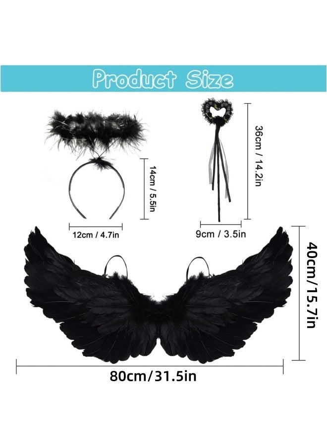 CCOVERY Pack of 3 Feather Wings 60 cm Wings Costume for Party Cosplay Fancy Dress Costumes - Image 2
