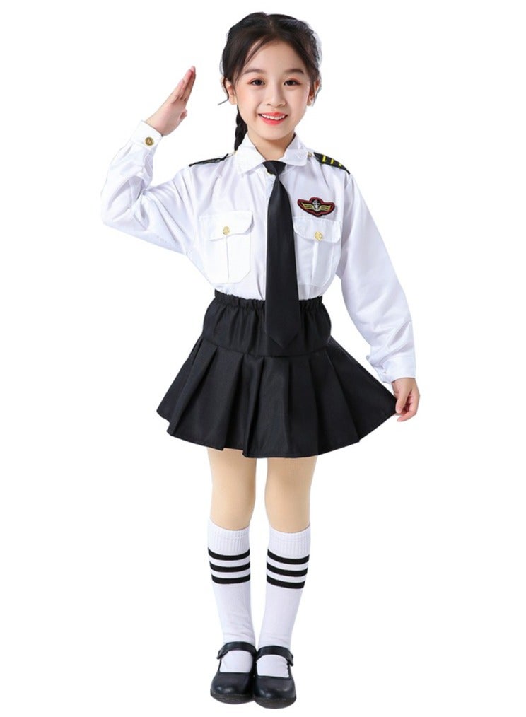 Toy Box Dress Up Pilot Costume for Girls - Airline Captain Uniform Career Day Dress Up for Girl Small size - Image 1