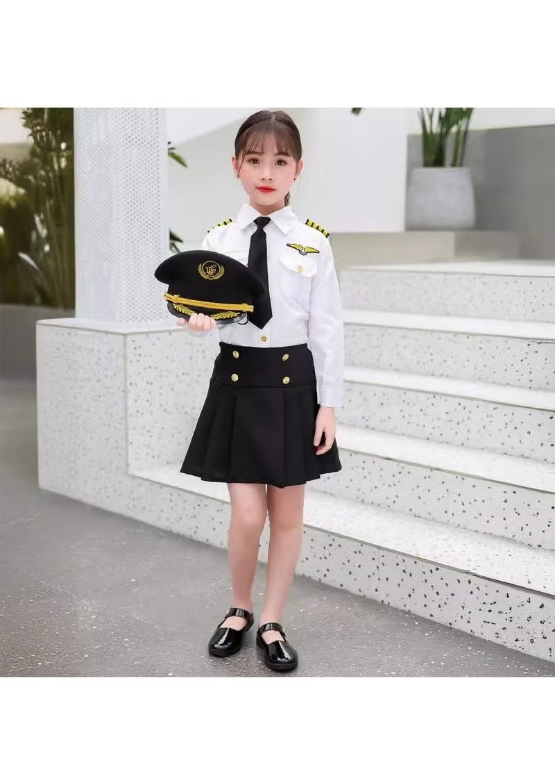 Toy Box Dress Up Pilot Costume for Girls - Airline Captain Uniform Career Day Dress Up for Girl Small size - Image 4