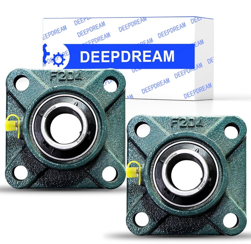 DEEPDREAM 2 Pcs of UCF204-12 Pillow Block Bearings, 3/4 inch Bore, 4 Bolt Square Flange Mounted, Self Alignment - Image 1