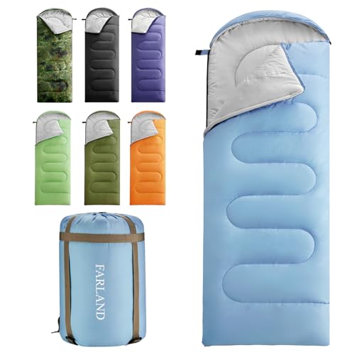 FARLAND Sleeping Bags for Adults, 3 Season Warm & Cool Weather, Lightweight Camping Sleeping Bag for Kids Family Camping Essentials with Compression Sack for Hiking - Image 1