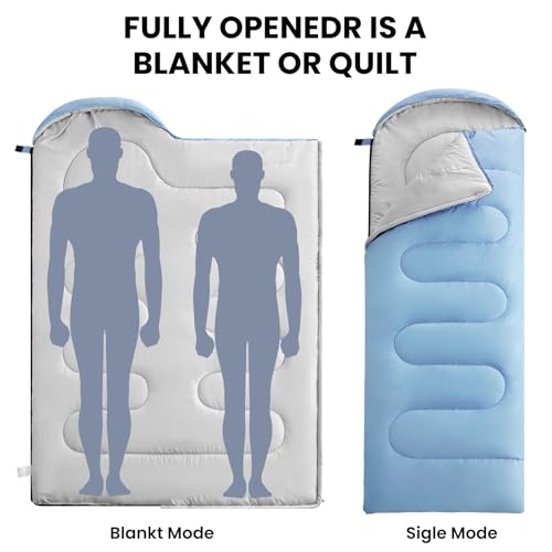 FARLAND Sleeping Bags for Adults, 3 Season Warm & Cool Weather, Lightweight Camping Sleeping Bag for Kids Family Camping Essentials with Compression Sack for Hiking - Image 3