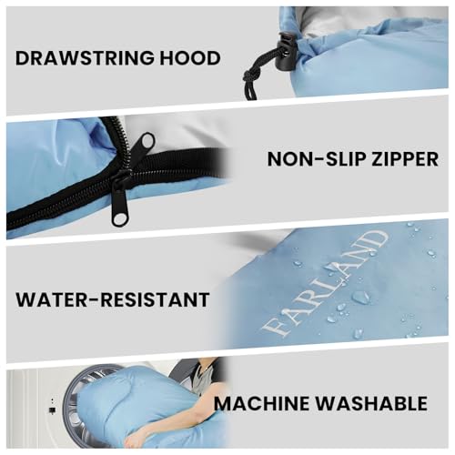 FARLAND Sleeping Bags for Adults, 3 Season Warm & Cool Weather, Lightweight Camping Sleeping Bag for Kids Family Camping Essentials with Compression Sack for Hiking - Image 5