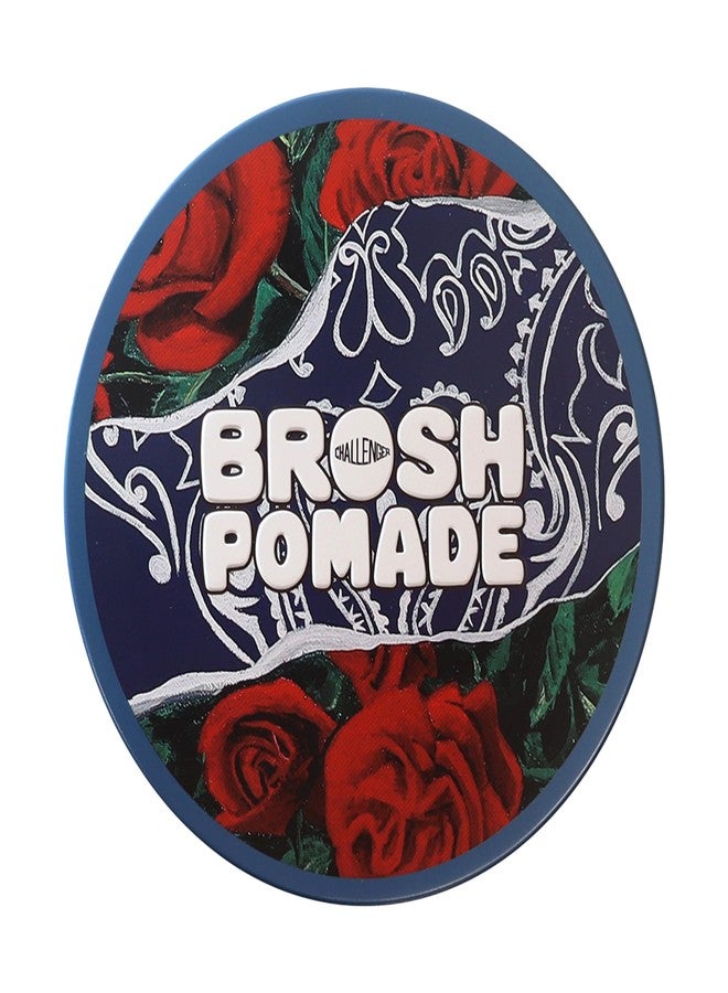 Brosh x CHALLENGER Hair Styling Pomade with Strong Hold & Classic Shine, Kaolin-Enhanced Styling Clay with Collectible Rose Bandana Design Can, 115g / 4 oz - Image 1