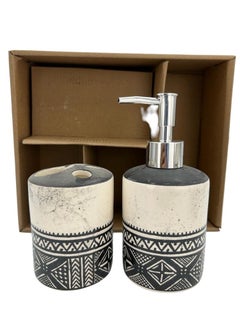 BABAZAM 4 Pieces Bathroom Accessories Set Toothbrush Cup & Holder Lotion Liquid Soap Dispenser & Tray Multicolor 25.5x21x8cm  - Image 3