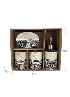 BABAZAM 4 Pieces Bathroom Accessories Set Toothbrush Cup & Holder Lotion Liquid Soap Dispenser & Tray Multicolor 25.5x21x8cm  - Image 1