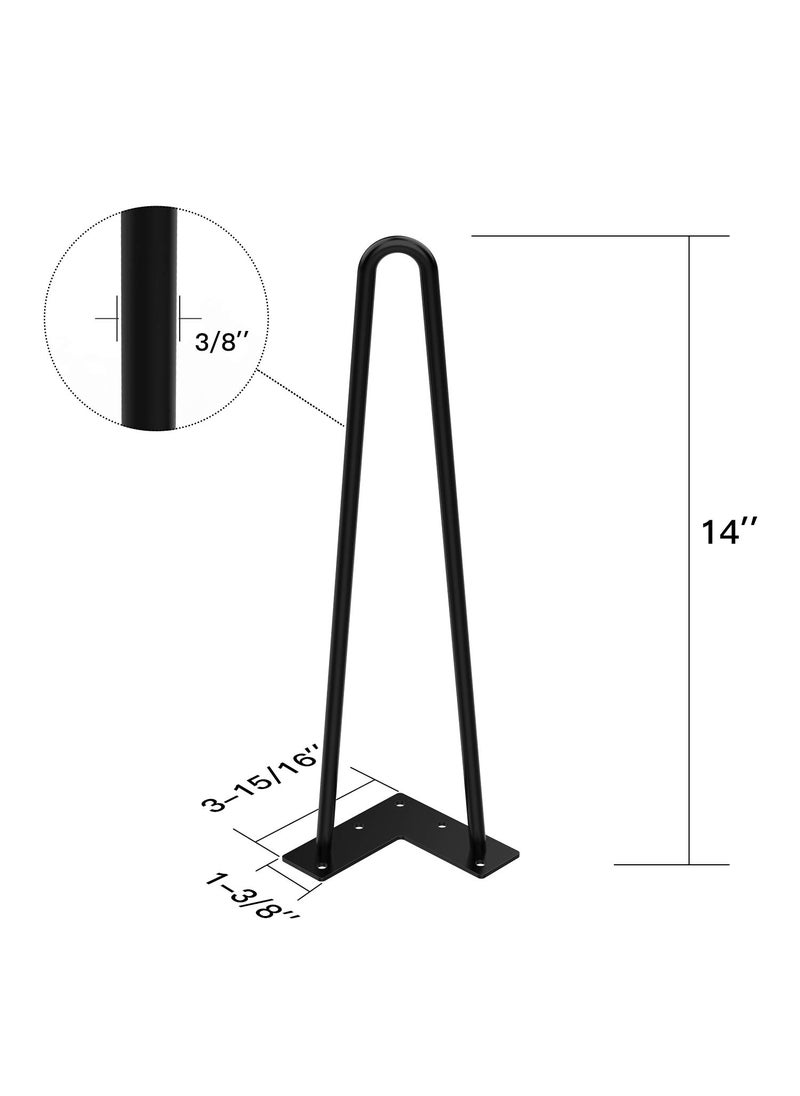 Orgerphy Orgerphy 14 Inch Black Heavy Duty Fork Coffee Table Legs 38 Diameter with Screws and 4 Extra Rubber Floor Protectors Desk Legs c  - Image 2