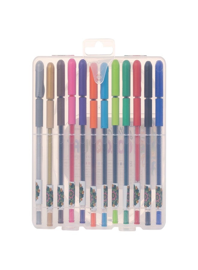 Linc Geltonic Colorpuff Multicolor Gel Pen with Hard Box Case | Set Of 12 Ink Colors | Pack Of 1 - Image 5