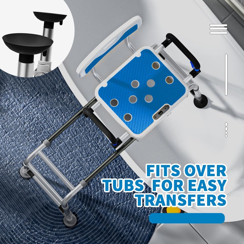 Drseats Sliding Shower Chair with Arms and Back, 500lbs Tub Transfer Benches with Non Slip Aluminum Body and Suction Cups Adjustable Height Bath Seats for Seniros Elderly Disabled or Bariatric Adults - Image 5