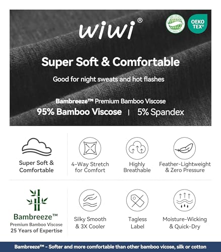 WiWi Mens Pajamas Set Viscose from Bamboo Short Sleeve Sleepwear Knit Nightwear 2 Pieces Loungewear Sets S-XXL, Charcoal Heather, X-Large - Image 5