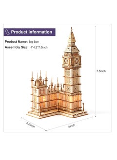 Robotime Rolife Big Ben With Lights TG507, 3D Wooden Puzzles for Adults/Teens, Creative Home Decor, Unique Gift for Craft Hobby Adults/Teens  - Image 2