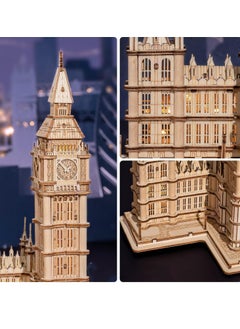 Robotime Rolife Big Ben With Lights TG507, 3D Wooden Puzzles for Adults/Teens, Creative Home Decor, Unique Gift for Craft Hobby Adults/Teens  - Image 4
