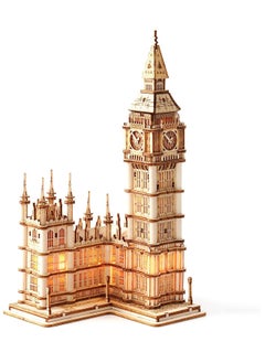 Robotime Rolife Big Ben With Lights TG507, 3D Wooden Puzzles for Adults/Teens, Creative Home Decor, Unique Gift for Craft Hobby Adults/Teens  - Image 1