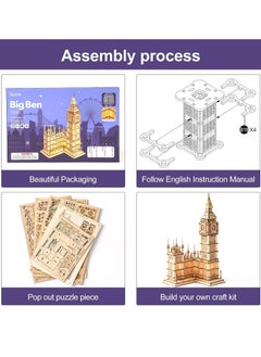 Robotime Rolife Big Ben With Lights TG507, 3D Wooden Puzzles for Adults/Teens, Creative Home Decor, Unique Gift for Craft Hobby Adults/Teens  - Image 5