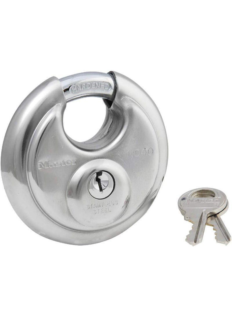 Master Lock Master Lock 40D Stainless Steel Discus Padlock with Key,Silver  - Image 1