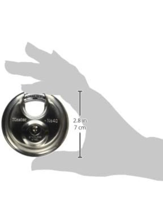 Master Lock Master Lock 40D Stainless Steel Discus Padlock with Key,Silver  - Image 2