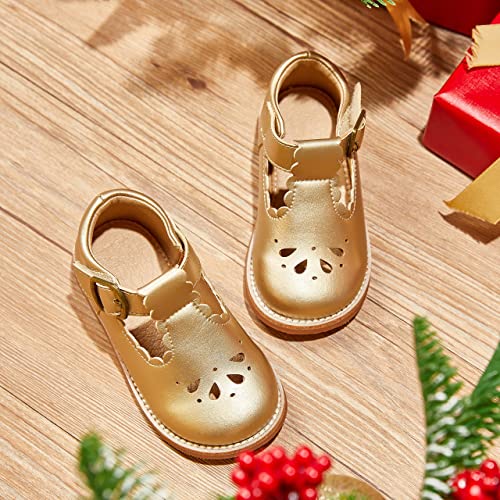 Felix & Flora Toddler Little Girl Gold Mary Jane Dress Shoes - Ballet Flats for Easter Flower Girl Party School Shoes（Gold,9 Toddler - Image 3
