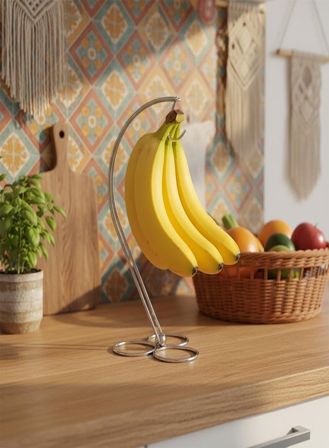 BNYD Banana Holder Stand for Kitchen Counter, Chrome Banana Hanger with Hook, Fruit Basket Accessory, Hanging Banana Tree, Countertop Banana Rack - Image 5