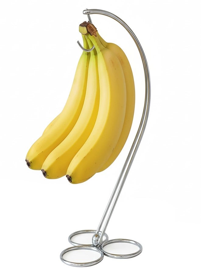 BNYD Banana Holder Stand for Kitchen Counter, Chrome Banana Hanger with Hook, Fruit Basket Accessory, Hanging Banana Tree, Countertop Banana Rack - Image 1