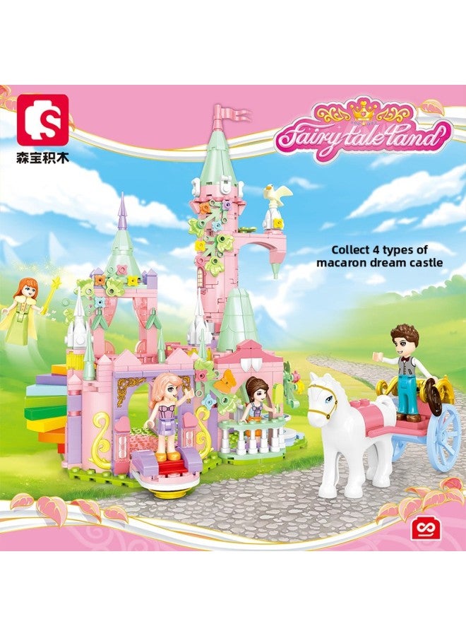 Canada 5400 Girl Ice Princess Castle Play House Model Compatible Lego Children's Building Block Toy-Color:1822-25(4-in -1) Macaron Dream Castle: Tong Meng City Gate/Xi Xin Garden/Palace Parade Carriage/Rainbow Observation Deck  - Image 1