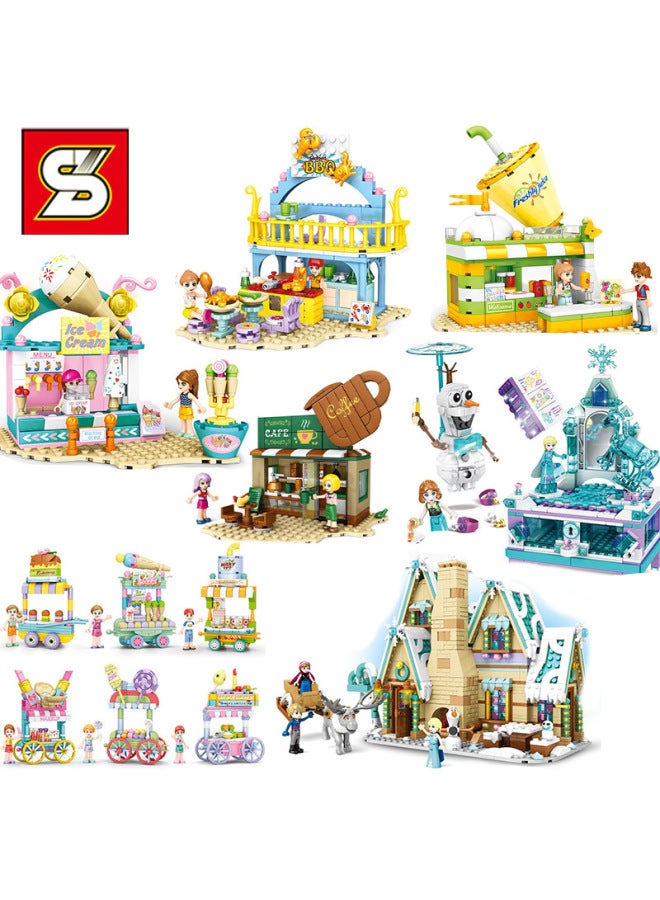 Canada 5400 Girl Ice Princess Castle Play House Model Compatible Lego Children's Building Block Toy-Color:1822-25(4-in -1) Macaron Dream Castle: Tong Meng City Gate/Xi Xin Garden/Palace Parade Carriage/Rainbow Observation Deck  - Image 2