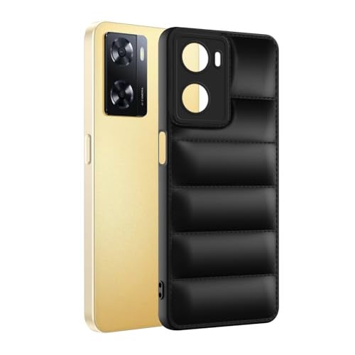 Plus Puffer Case Camera Protection Soft Back Cover for Oppo A57 4G 2022 - Black - Image 3