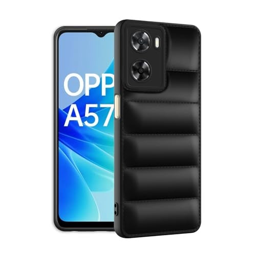 Plus Puffer Case Camera Protection Soft Back Cover for Oppo A57 4G 2022 - Black - Image 2