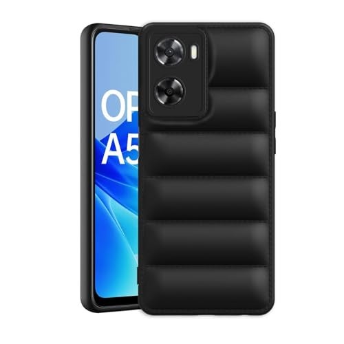 Plus Puffer Case Camera Protection Soft Back Cover for Oppo A57 4G 2022 - Black - Image 1