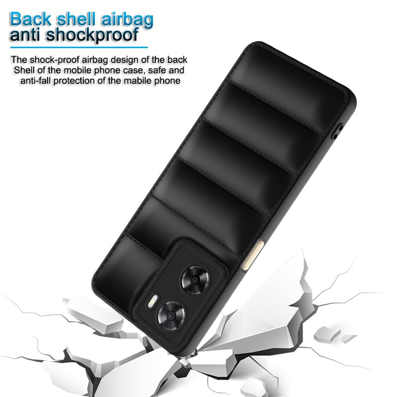Plus Puffer Case Camera Protection Soft Back Cover for Oppo A57 4G 2022 - Black - Image 4