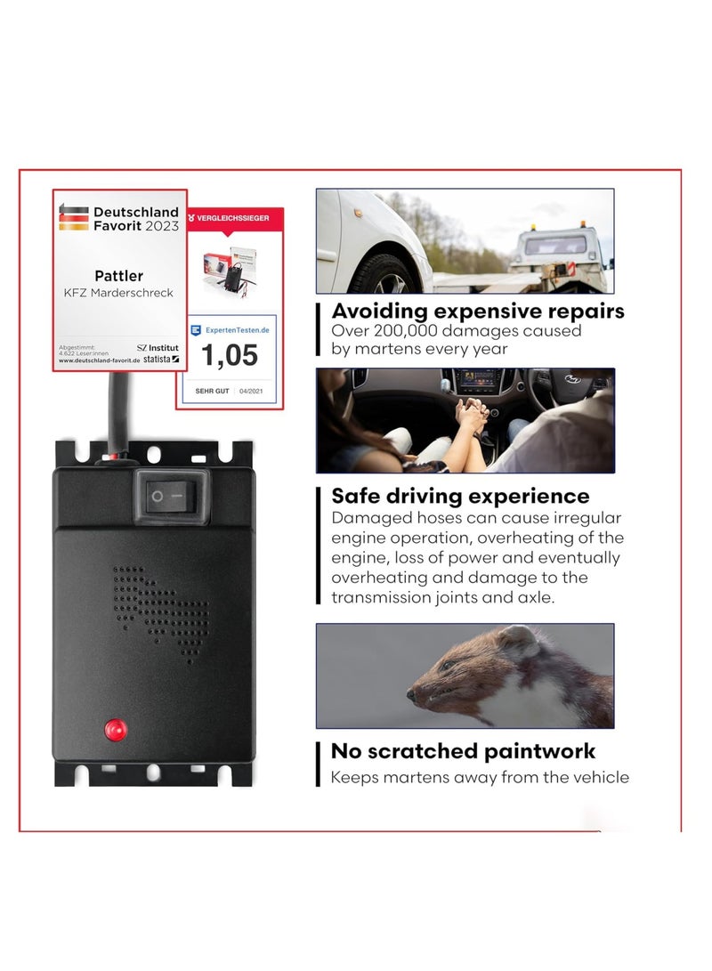 Zikra Ultrasonic Repellent, Mouse Repellent for Cars, Mouse Repellent with Connection to 12V Car Battery, Ultrasonic Pest Repeller, Rodent Repellent for Engines Under Hood, Long Term Pest Control - Image 2