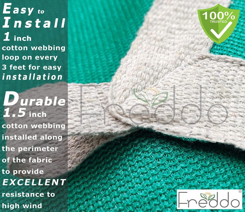 FREDDO HDPE Fabric Cotton Webbing Sun Shade Sails 75-80% Protection from Sun & UV Rays Ideal for Car Parking, Outdoor Garden, Balcony, Patio, Green Color, 10 ft x 4 ft, Pack of 1 Piece - Image 5
