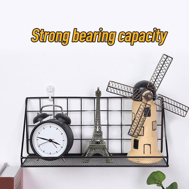 JUGTE Metal Wall Mounted Floating Shelves Self-Adhesive Home Decor Shelf Wall Decoration Holder Decor Shelves Plant Display Racks for Bedroom, Living Room, Bathroom, Kitchen, Office (Black) - Image 4