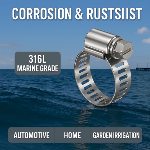 NexaNova 316L Stainless Steel Hose Clamps Marine Grade Corrosion Resistant Heavy Duty Clamps (14-27 mm, 5/8" - 1") 4Pcs - Image 3