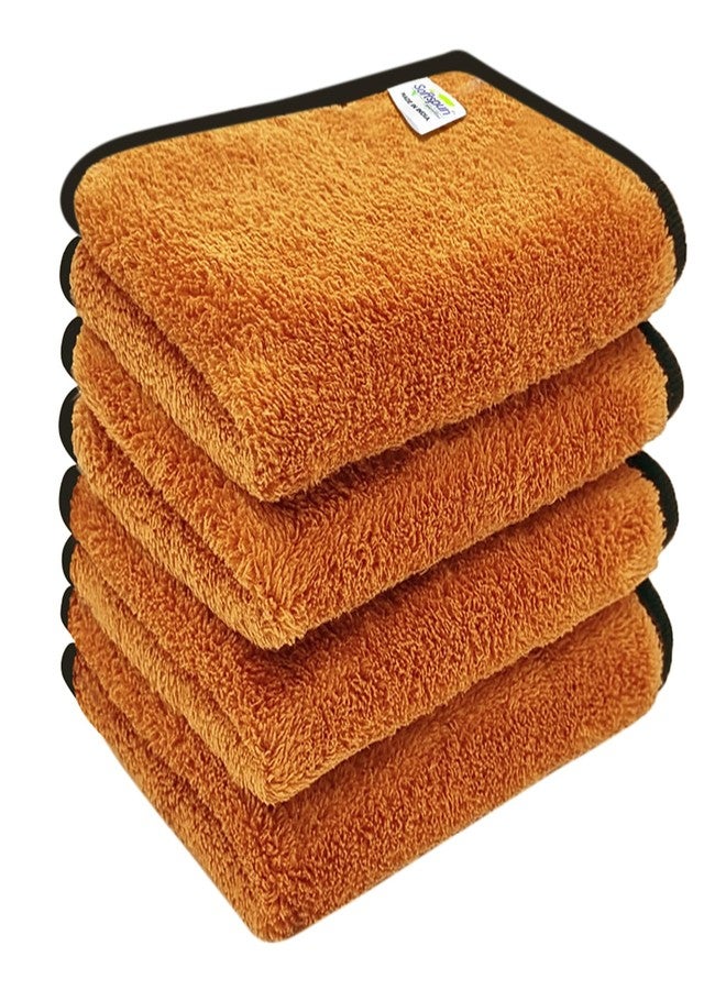 SOFTSPUN Microfiber Baby Hand & Face Wipes 280 GSM 20x30 Cms 4 Piece Towel Set Brown! Super Soft & Comfortable for Newborn Baby and Kids Quick Drying Ultra Absorbent in Small Size.… - Image 1