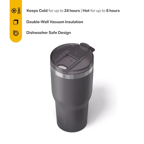 RTIC 30oz Essential Tumbler with Lid, Ceramic Lined, Insulated, Stainless Steel, Metal, Double Wall Vacuum-Insulation, Travel Cup for Iced Coffee, Tea, Hot and Cold Drink, Graphite - Image 3
