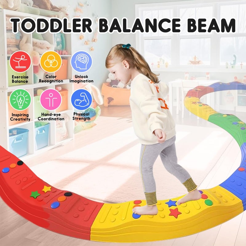 MOCUTEEN Kids Balance Beam Toddler Stepping Stones Max Load 220LBS 8 PCS NonSlip Textured Surface  Rubber Pads Bottom Promote Agility Coordination Five Star Pattern - Image 3