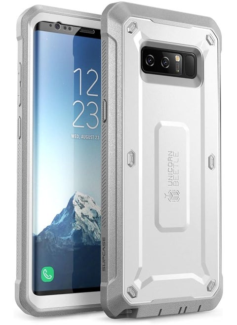 SUPCASE [Unicorn Beetle Pro Series] Case Designed For Samsung Galaxy Note 8 (2017 Release), Full Body Rugged Holster with Built-in Screen Protector - White