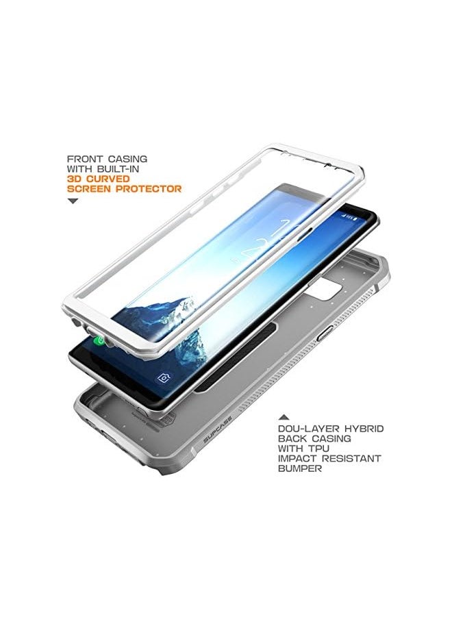 SUPCASE [Unicorn Beetle Pro Series] Case Designed For Samsung Galaxy Note 8 (2017 Release), Full Body Rugged Holster with Built-in Screen Protector - White