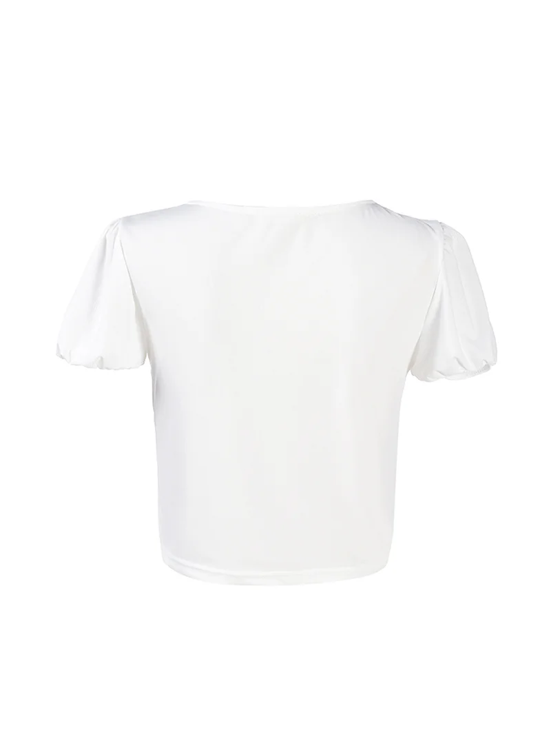 London Rag White Pleated V Neck Top