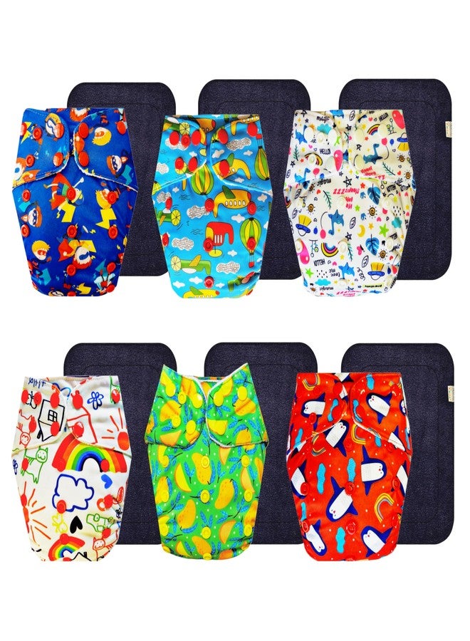حفاضات دمبلدو القماشية الممتازة مع حشوة سوداء (عبوة من 6 قطع) | ناعمة ولطيفة | قابلة لإعادة الاستخدام والغسل | سهلة التنظيف | مصممة من قبل الأمهات | من 3 أشهر إلى 3 سنوات | للجنسين - Image 1