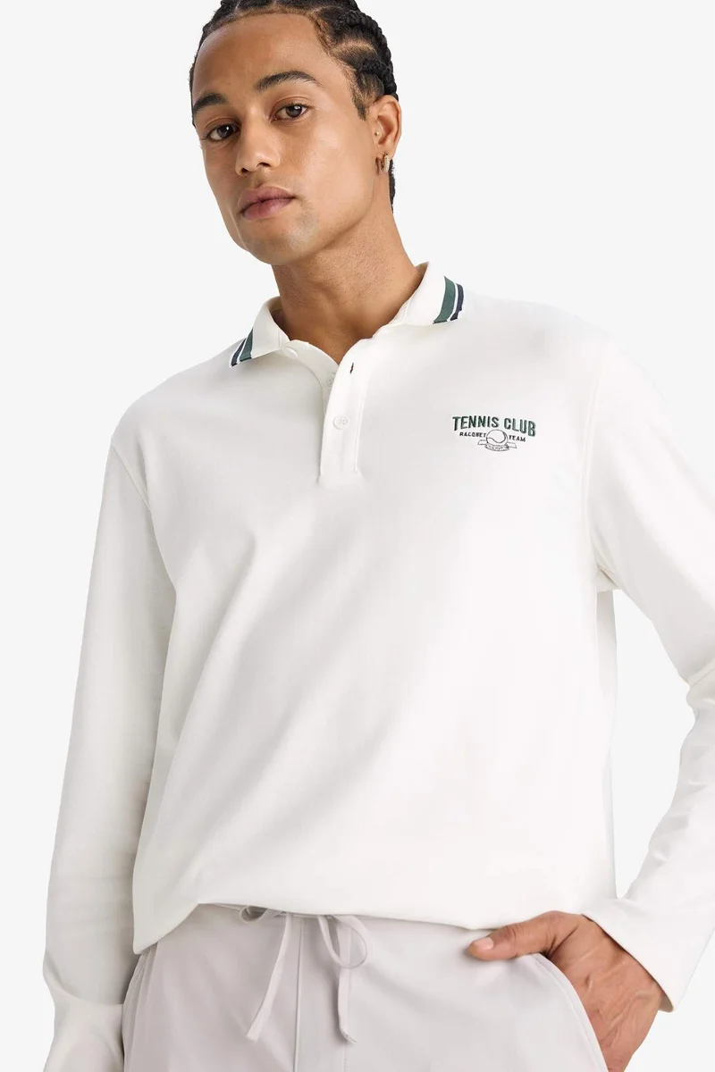 ديفاكتو DeFactoFit Standard Fit Polo Neck Printed Sports T-Shirt