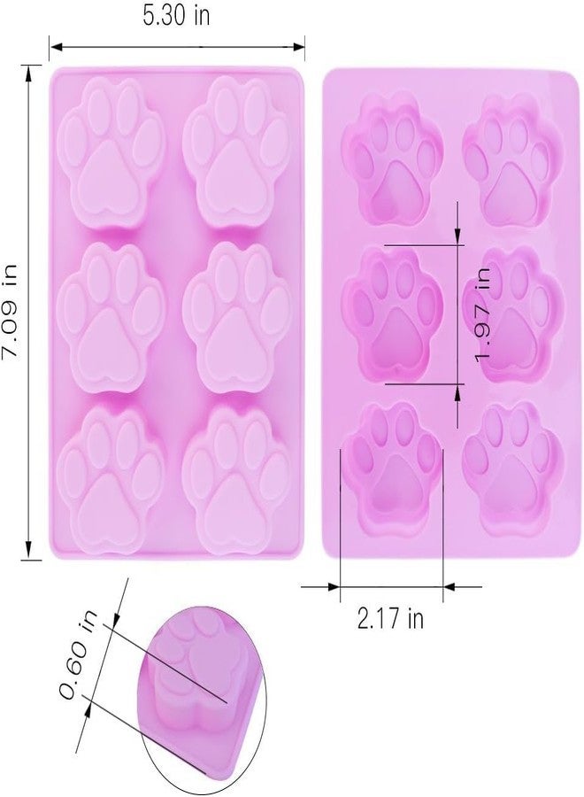 BAMUTU 2 Pack Paw Silicone Mold Set 6 Cavity Cat & Dog Paw Chocolate Candy Mold, Non-Stick Ice Cube Tray for Homemade Dog Treats, Cookies, Baking (Pet-Themed) - Image 2